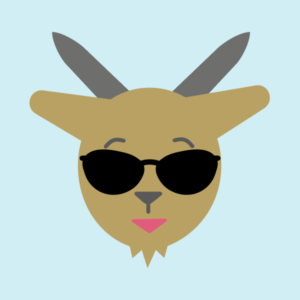 cool light brown goat with dark sunglasses